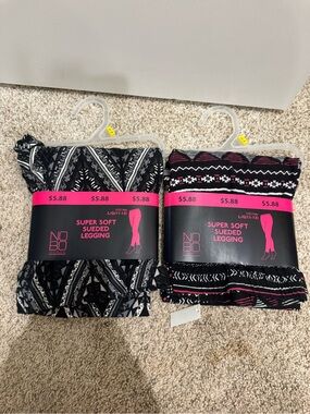 NOBO Black & Pink Patterned Super Soft Sueded Leggings - 2 Pack